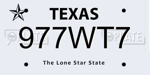 977WT7 Texas License Plate
