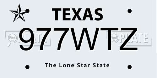 977WTZ Texas License Plate