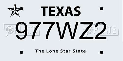 977WZ2 Texas License Plate