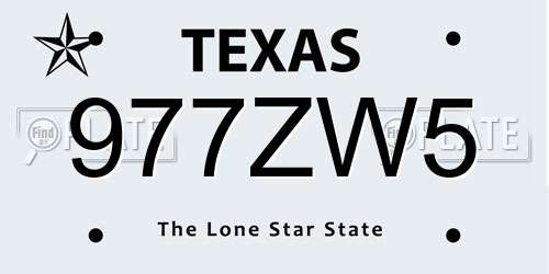 977ZW5 Texas License Plate