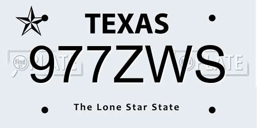 977ZWS Texas License Plate