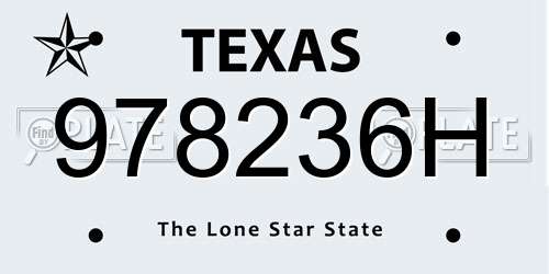 978236H Texas License Plate