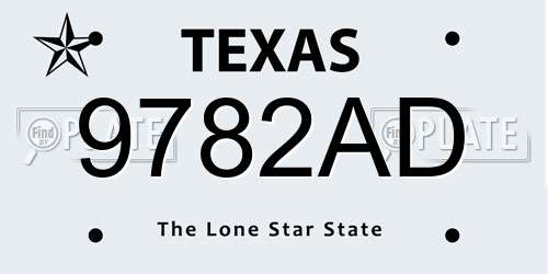 9782AD Texas License Plate