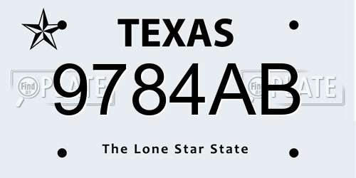 9784AB Texas License Plate