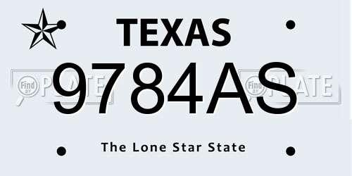 9784AS Texas License Plate
