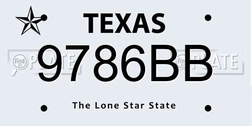 9786BB Texas License Plate