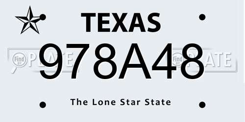 978A48 Texas License Plate