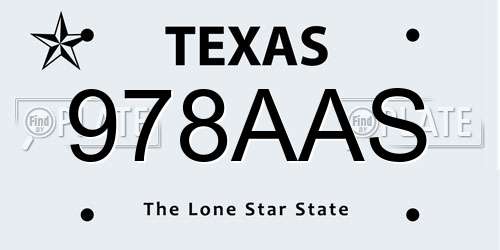 978AAS Texas License Plate