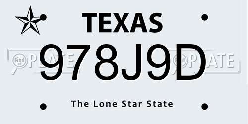 978J9D Texas License Plate