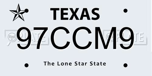 97CCM9 Texas License Plate