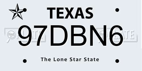 97DBN6 Texas License Plate