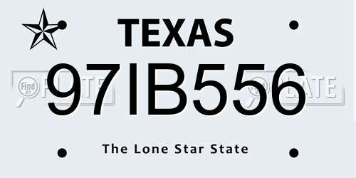 97IB556 Texas License Plate
