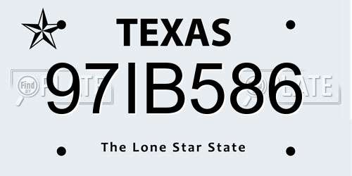 97IB586 Texas License Plate