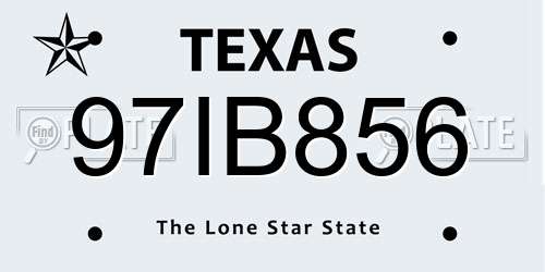 97IB856 Texas License Plate
