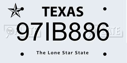 97IB886 Texas License Plate