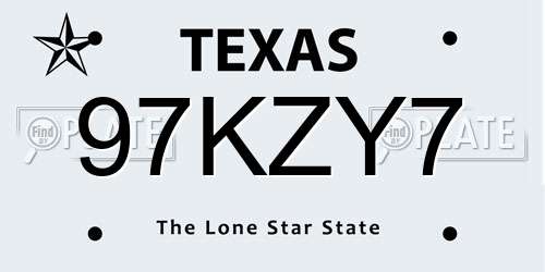 97KZY7 Texas License Plate