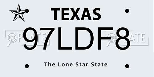 97LDF8 Texas License Plate