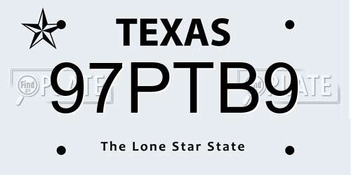 97PTB9 Texas License Plate