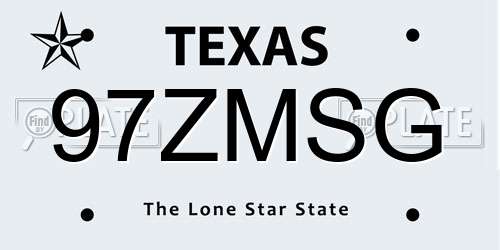 97ZMSG Texas License Plate