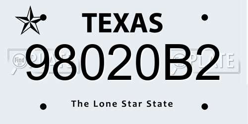 98020B2 Texas License Plate