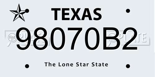 98070B2 Texas License Plate