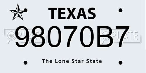 98070B7 Texas License Plate