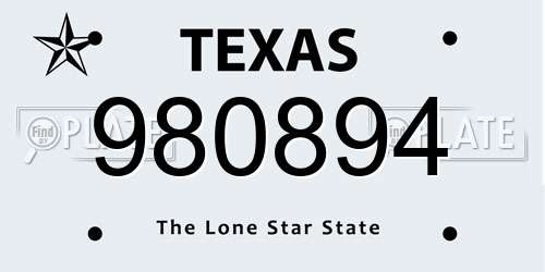 980894 Texas License Plate