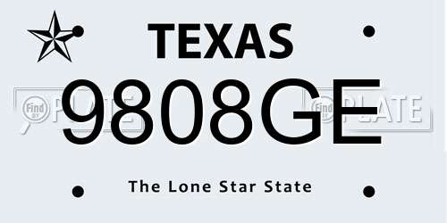 9808GE Texas License Plate