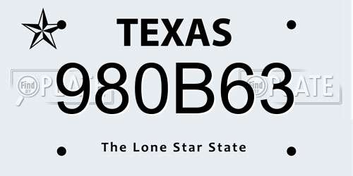 980B63 Texas License Plate