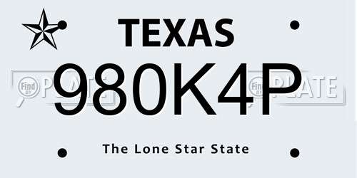 980K4P Texas License Plate