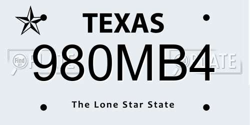 980MB4 Texas License Plate