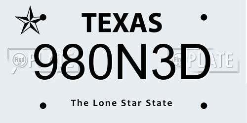 980N3D Texas License Plate