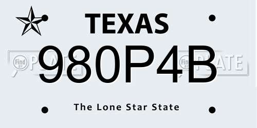 980P4B Texas License Plate