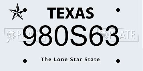 980S63 Texas License Plate