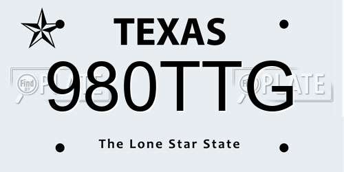 980TTG Texas License Plate