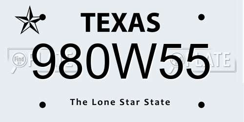 980W55 Texas License Plate