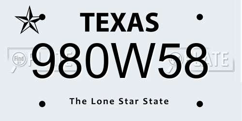 980W58 Texas License Plate