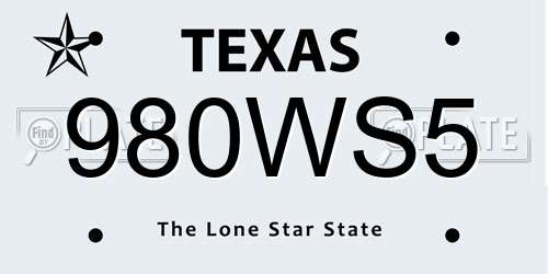 980WS5 Texas License Plate