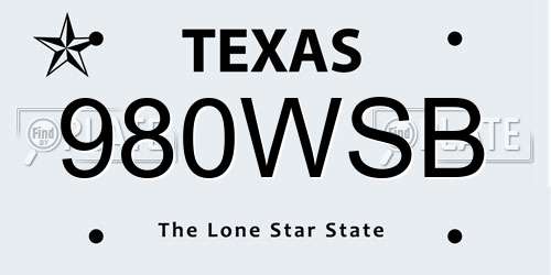 980WSB Texas License Plate