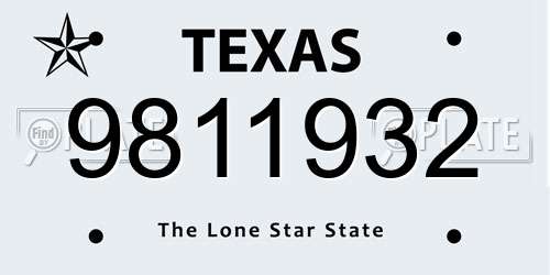 9811932 Texas License Plate