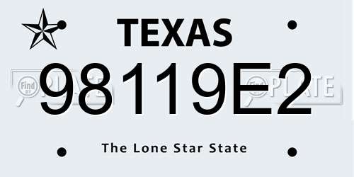 98119E2 Texas License Plate