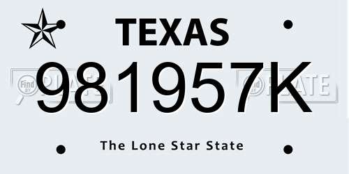 981957K Texas License Plate