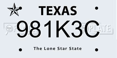 981K3C Texas License Plate