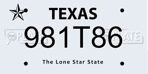 981T86 Texas License Plate
