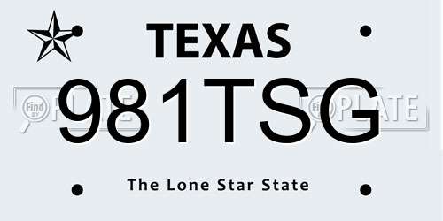 981TSG Texas License Plate