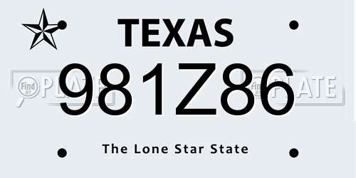 981Z86 Texas License Plate