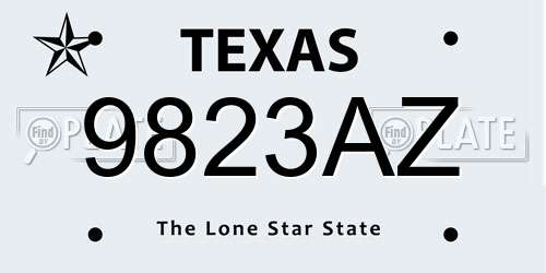 9823AZ Texas License Plate