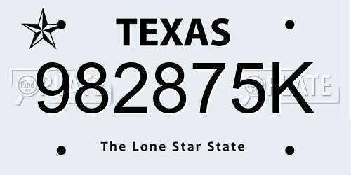 982875K Texas License Plate