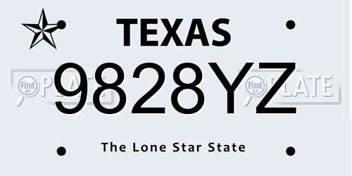 9828YZ Texas License Plate