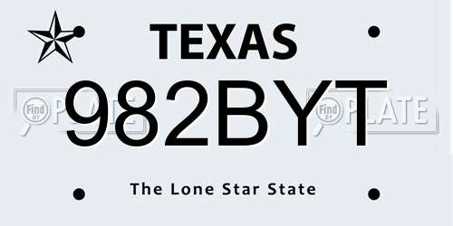 982BYT Texas License Plate